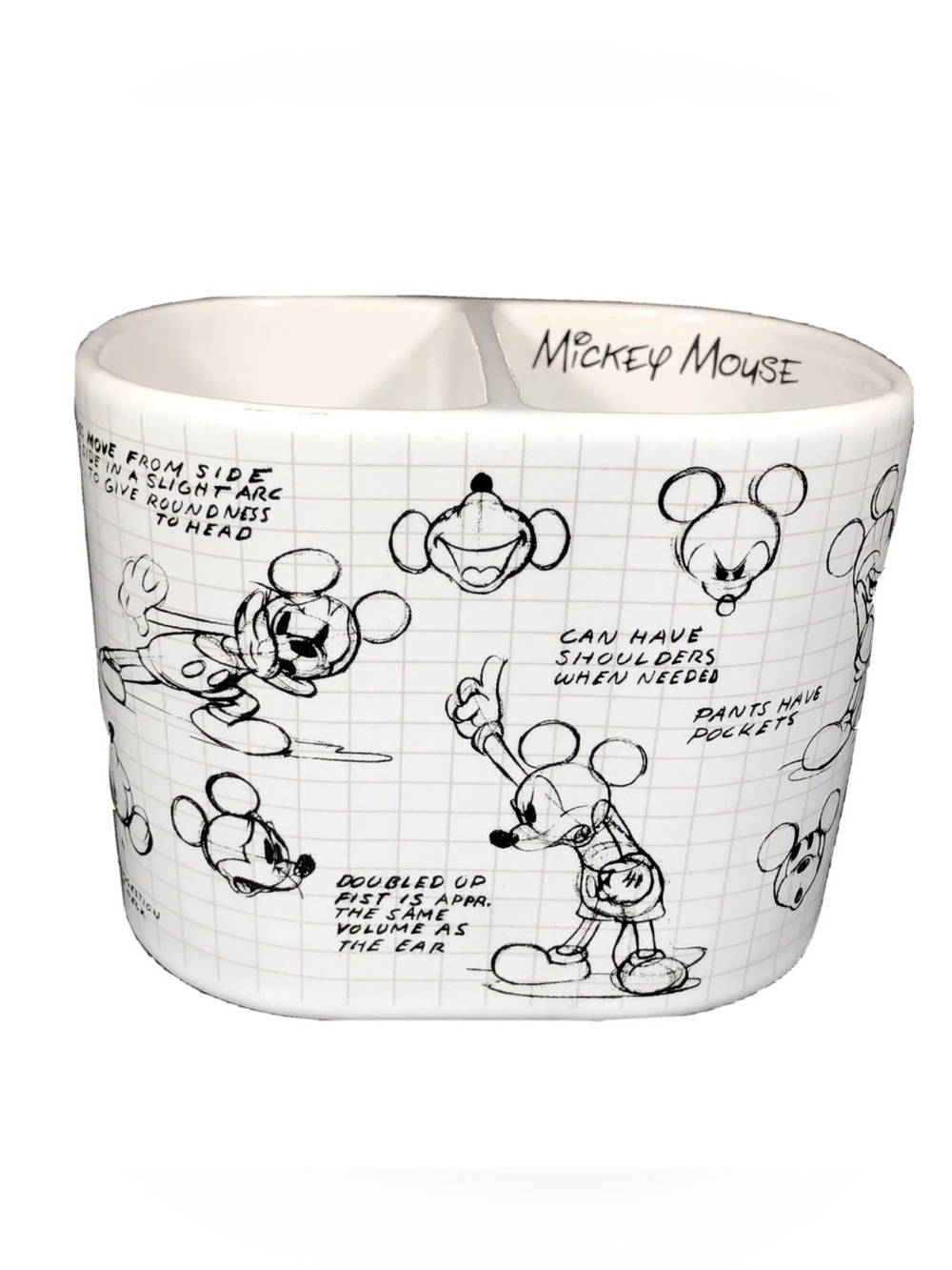 Disney Sketchbook Mickey Mouse White Ceramic Bathroom Toothbrush Holder New NWT